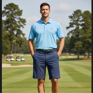 Greg Norman Performance Stretch Golf Shorts Navy Blue NWT Size 38 Flat Front